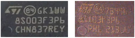 comparison of stm8 markings